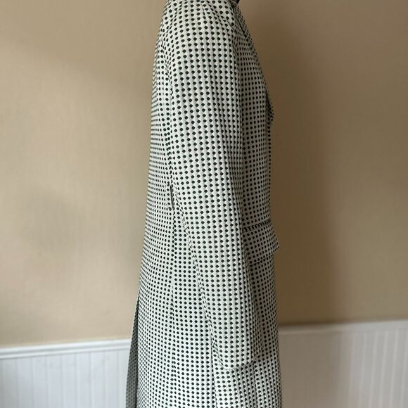 Kira Plastinina Single-Breasted Overcoat | Green Dots on White Trench | Medium - Picture 5 of 8